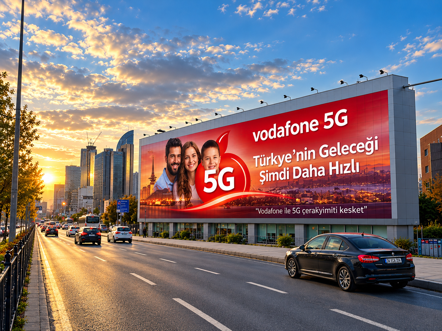Maslak Çiftkurtlar binasında Vodafone 5G bina giydirme uygulaması