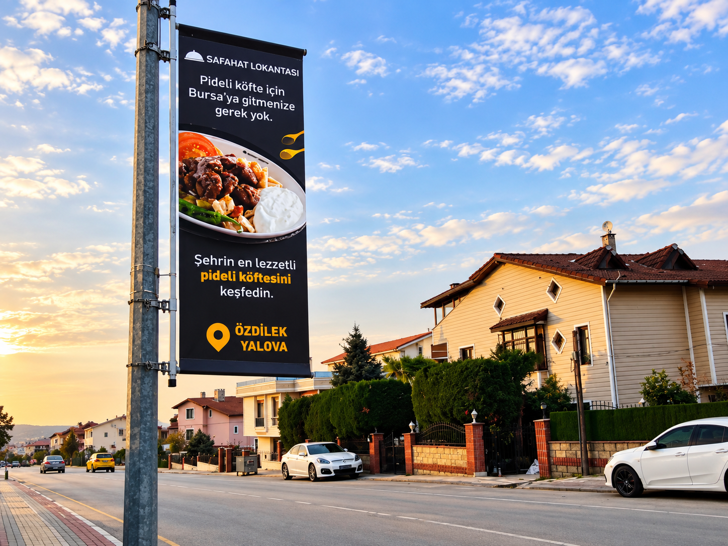 Yalova’da Safahat Lokantası kampanyasını gösteren direk reklam uygulaması